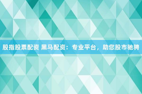 股指股票配资 黑马配资：专业平台，助您股市驰骋