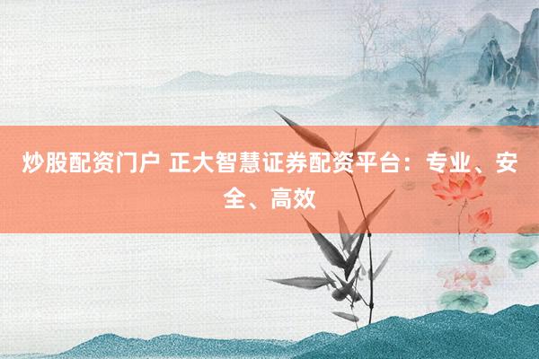炒股配资门户 正大智慧证券配资平台：专业、安全、高效