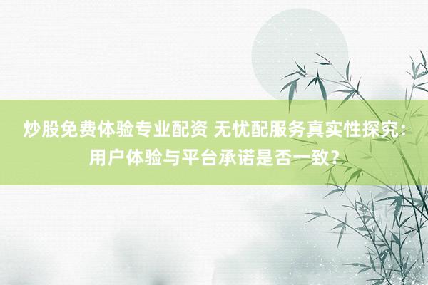 炒股免费体验专业配资 无忧配服务真实性探究：用户体验与平台承诺是否一致？