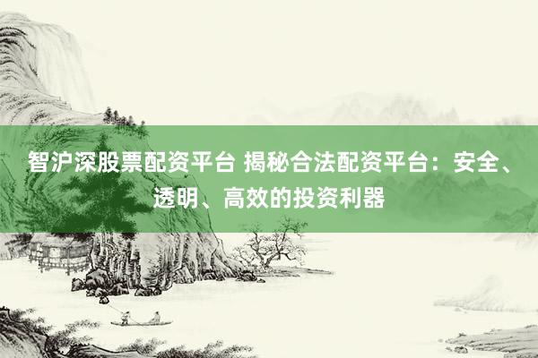智沪深股票配资平台 揭秘合法配资平台：安全、透明、高效的投资利器